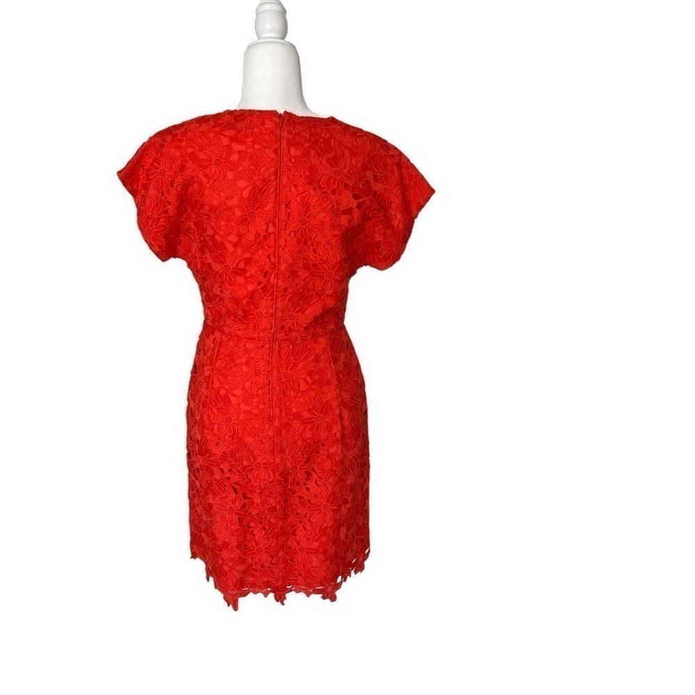 Banana Republic Embroidered V-Neck Dress in Reddish Orange Color in Size 6 - Picture 3 of 13